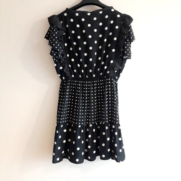 Zara Contrasting Polka Dots Ruffle Dress L - Picture 5 of 9